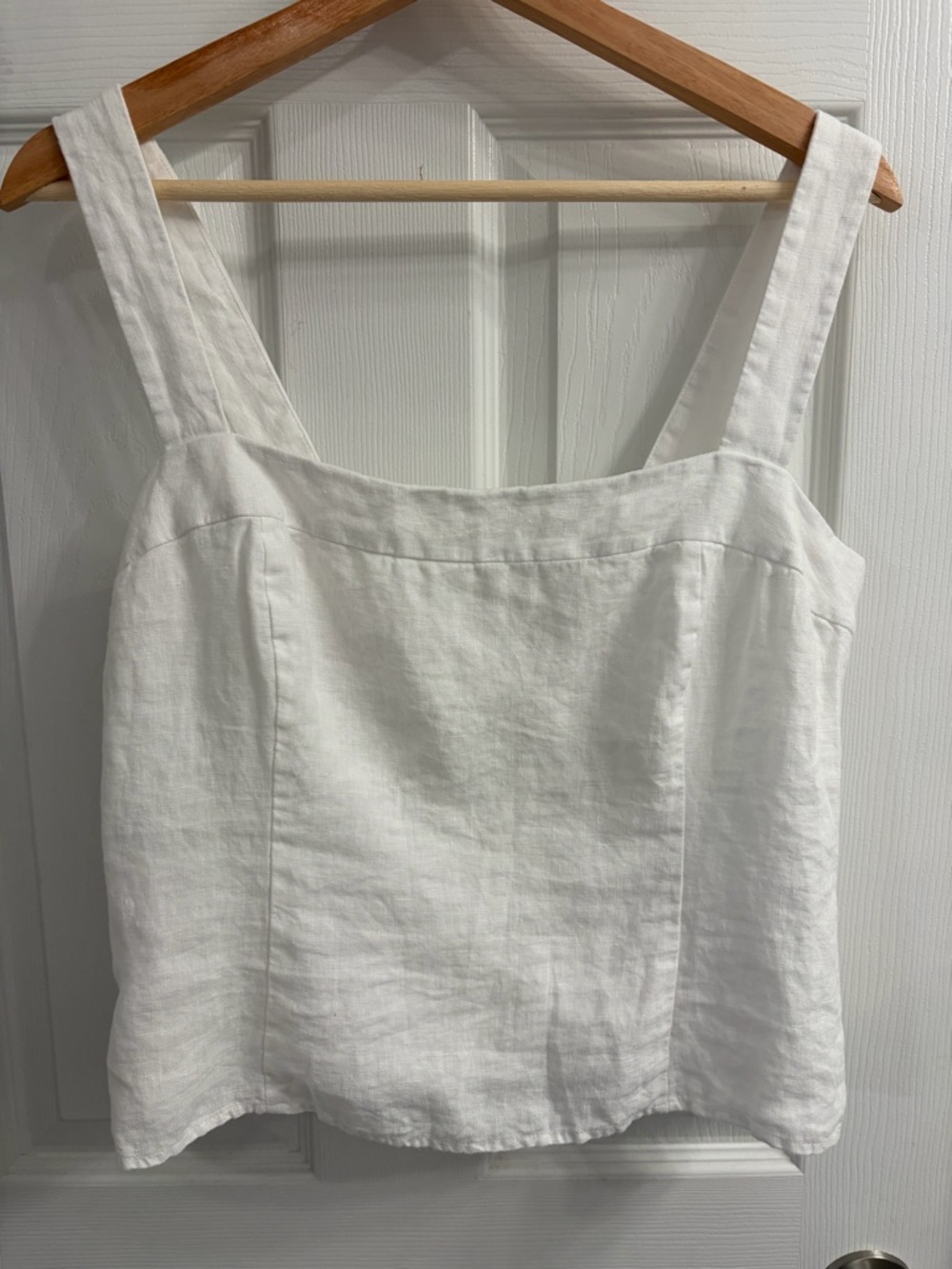 Quince White Linen Square-Neck Camisole